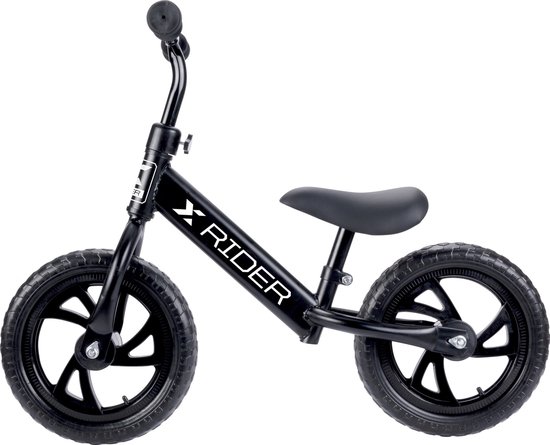 X1TE - Rider Bike kinderfiets zwart mat (1-4 jaar, licht & robuust wiel, tot 45 kg), loopfiets incl. verstelbaar zadel