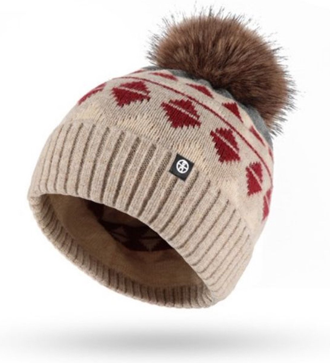 Gebreide muts sjaal handschoenen set 3-delige set winter wol warme koude proof bontbal muts set pluche gebreide muts handschoenen sjaal set dames - rood — cadeau in Mode & Accessoires - foto 2
