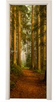 Deurposter 80x205 cm - Deursticker Bos - Natuur - Bomen - Landschap - Bladeren - Meubelfolie zelfklevend - Deurfolie woonkamer - Interieurfolie fotobehang - Deur plakfolie - Deurstickers - Deurbehang sticker - Kamer decoratie