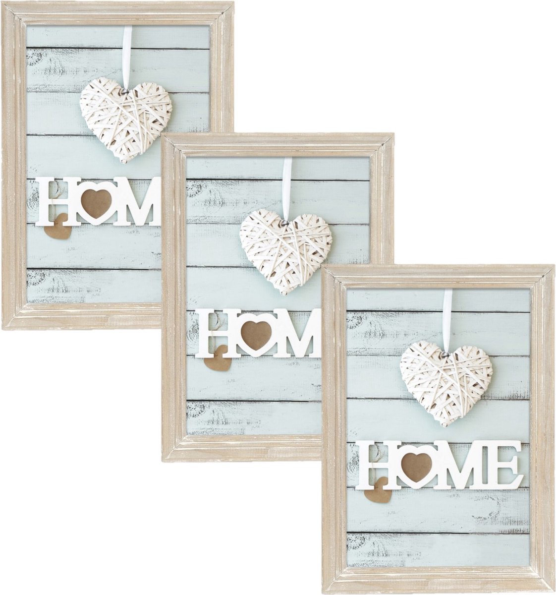 Zep 3x stuks houten fotolijst vintage lichte white wash geschikt voor een foto van 15 x 20 cm Wit