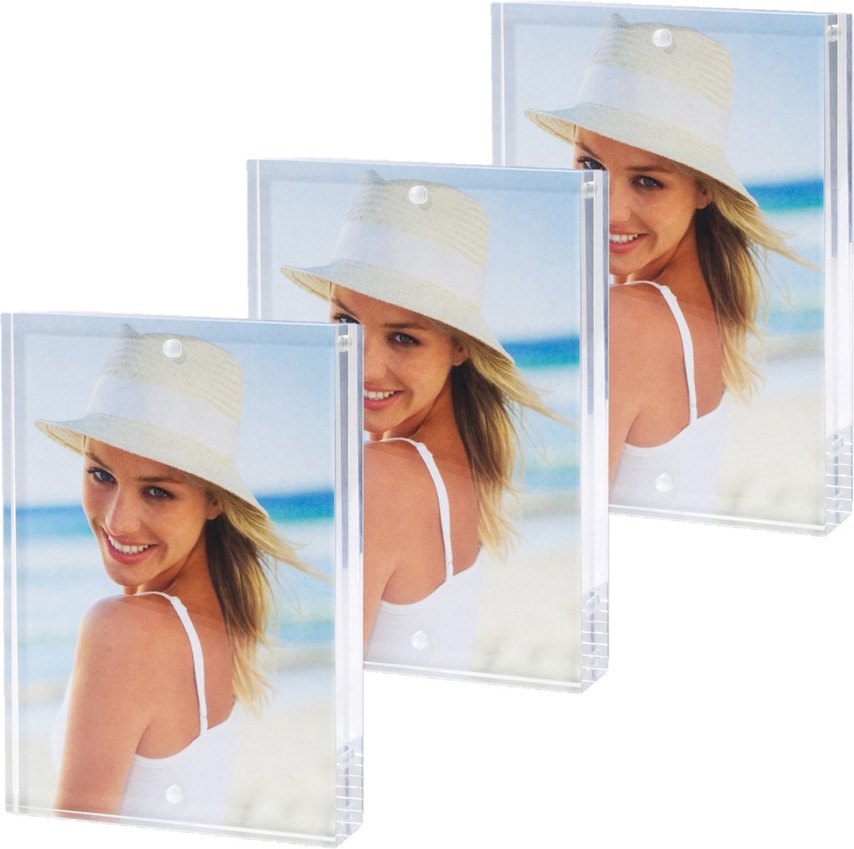 Zep - 3x stuks - Fotolijst - transparant - acryl - magnetisch frame - geschikt voor foto - 10 x 15 cm
