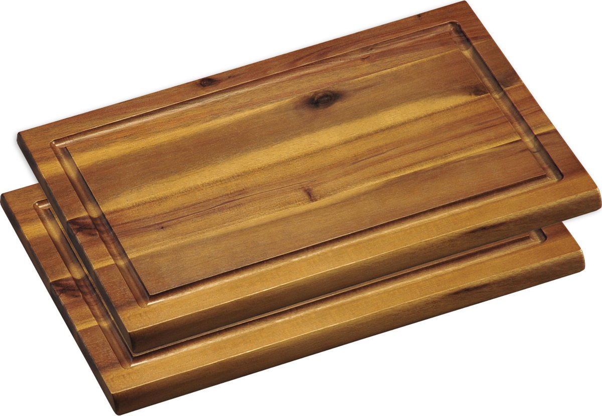 Kesper Acacia houten snijplank - 2x - 21 x 32 cm - Keuken benodigdheden - Groente/Fruit/Vlees