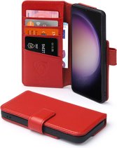 Coque pour Samsung Galaxy S23 Plus (S23+) - Bookcase portefeuille de Luxe MobyDefend - Rouge - Coque pour téléphone portable - Coque pour téléphone adaptée à : Samsung Galaxy S23 Plus (S23+)
