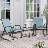 JGS® - Ensemble de salon de balcon de Luxe , Chaises à bascule bleues avec table d'appoint, résistantes aux intempéries et confortables