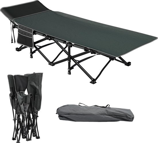 YITAHOME Foldable Camping Beds for Adults, Sturdy Camping Bed with Extra Thick Mattress, Strong, Thicker Tubes, Sleeping Bed for Outdoor Travel Office, Black