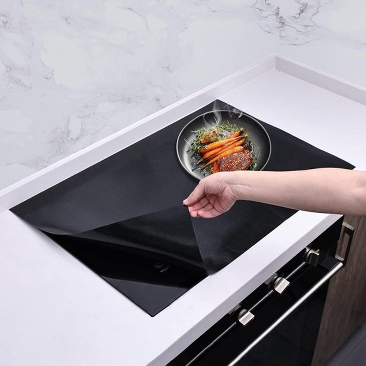 PolkaHome Multifunctionele siliconen beschermmat inductie kookplaat krasbescherming 61 x 53 cm