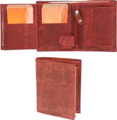 Portemonnee Leren Mannen & Vrouwen - 8 Pasjeshouders, Ritsvak, Muntvak & Meer - Billfold Unisex Portemonnee - Rood - RFID Portefeuille Heren & Dames - 11x9x2 cm - Kerstcadeau