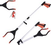 Igoods Bras de préhension – Pince à déchets à tête rotative – Helping Hand pliable – Aide à la préhension en aluminium – Bâton de préhension pour déchets et litières – Rouge