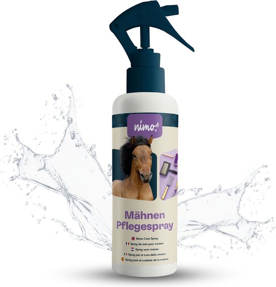 nimo® verzorgingsspray voor manen • voor makkelijker kammen, ontwarren & glanzende manen en staart nimo® verzorgingsspray voor manen • voor makkelijker kammen, ontwarren & glanzende manen en staart