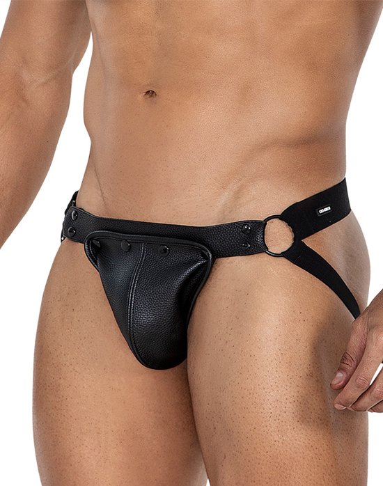 Foto: Cut4men jock snap jockstrap met drukknoopjes pu leder zwart l xl