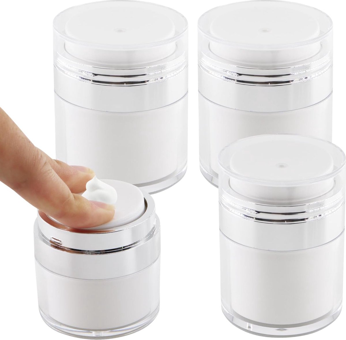 Goedkoopste Verpakking met 4 crèmedispensers, airless pompdispenser van 15/30/50 ml, lekvrije pompdispenser crème, draagbare navulbare crèmepompdispenser voor onderweg of thuis