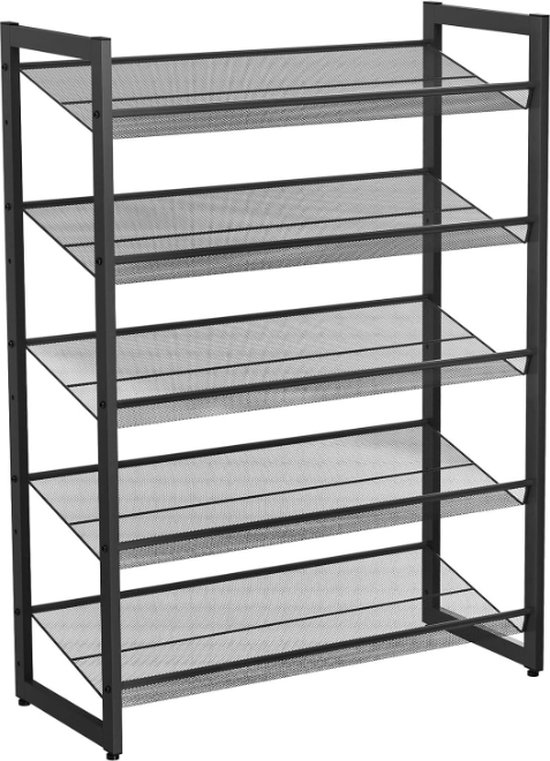 MIRA Home - Schoenenrek- Schoenenkast - Zwart - metaal - 30,7x74x104