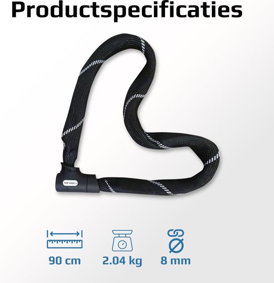 Top-Lock ART 2 fietsslot - ketting van gehard staal - 90 cm - voor elektrische fiets