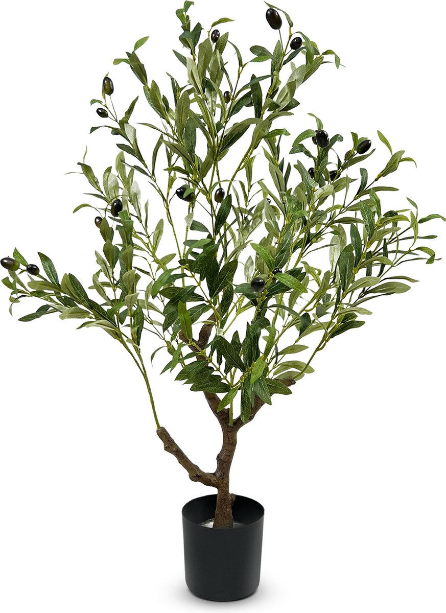 IvoQ Kunst Olijfboom 90 cm – Realistische Kunstplant – Onderhoudsvrij – Hoge Kwaliteit