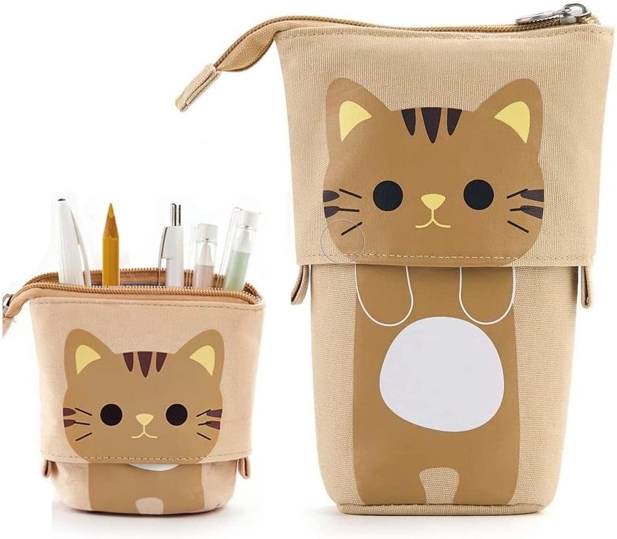 Staande intrekbare kattenpotlood-etui voor schrijfwaren - kaki Khaki (stad) pennenzak