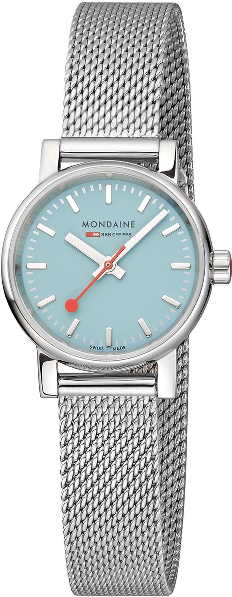 Mondaine MSE.26140.SM Evo2 Dames Horloge - Stationsklok - Saffierglas - Staal - Zilver - 26 mm breed - Quartz - Druksluiting - 3 ATM (spatwater)