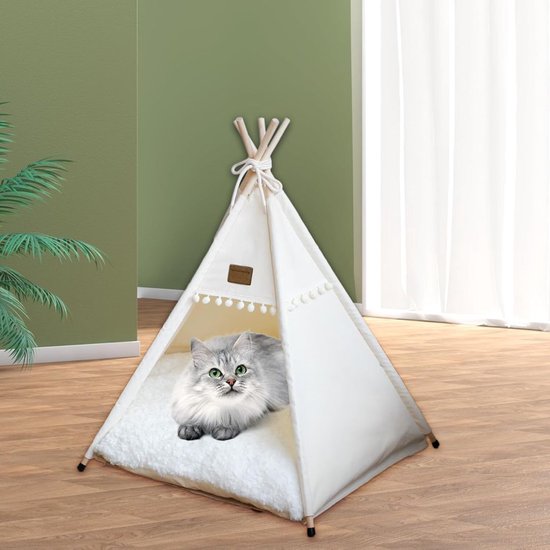 Kattentent - Huisdier tent - Dierenhuis - Kattenhol - Kattenhuis - Kattenmand - Dierentent - Katten Tipi Tent - Voor Binnen - 40 x 40 x 50 cm van Simply Maison — afbeelding 2