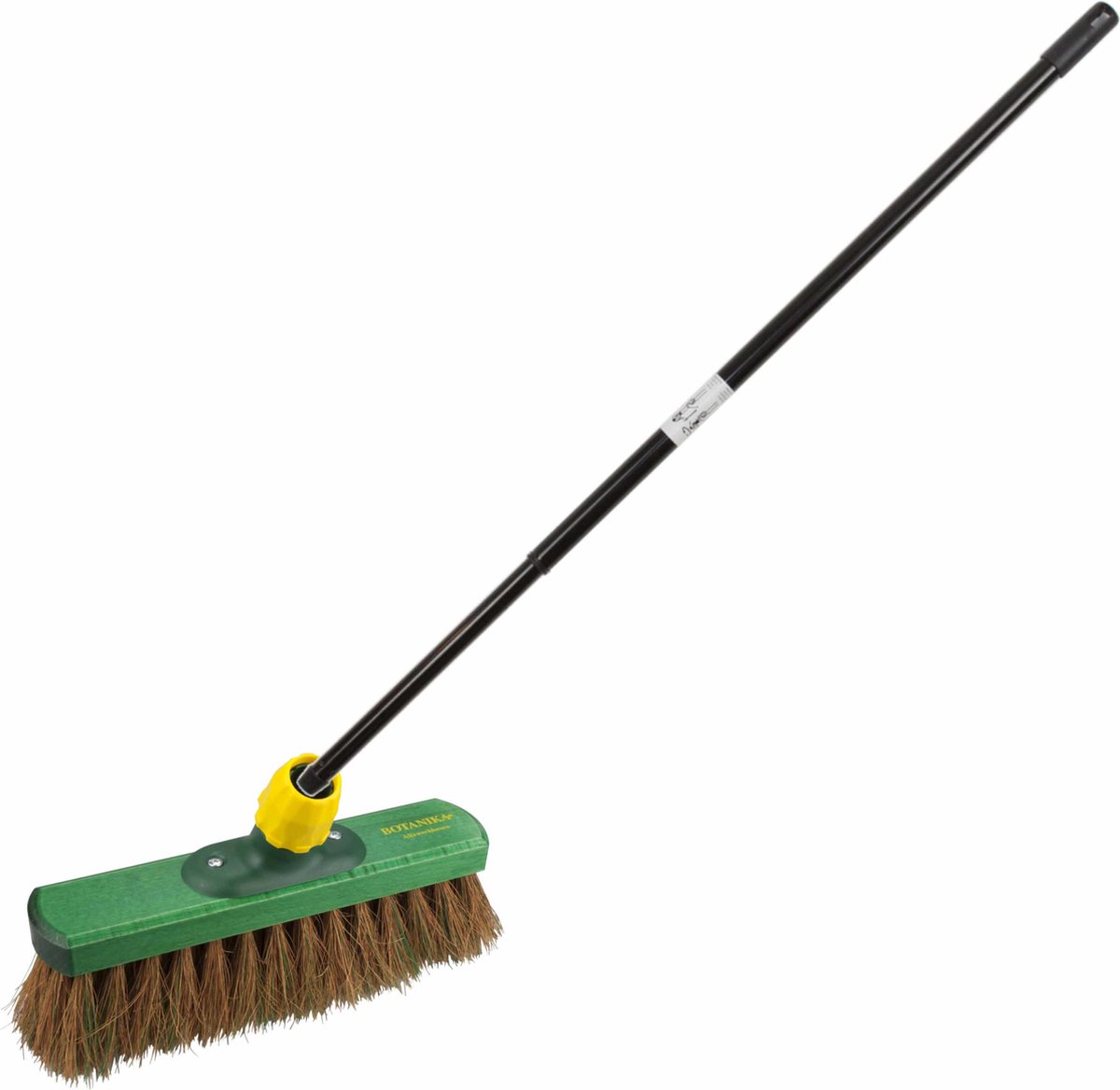 Goedkoopste Kunststof straatbezem/buitenbezem kokoshaar 28 cm met metalen telescoopsteel zwart 80 - 130 cm - Harde buitenbezems