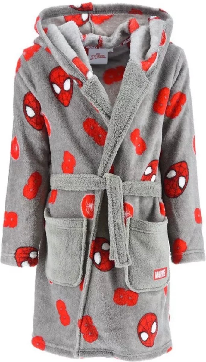 Spiderman Badjas Fleece Grijs Maat 98