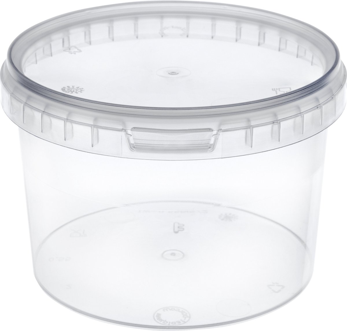 Goedkoopste 100x stuks - 0,5 L - Garronda Emmer Met Deksel - Verpakkingsemmer - Emmertje - Rond - Transparant GD-PL-BIS-Tra