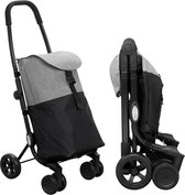 Boodschappentrolley met Wielen - Boodschappenkar - Trolley - Uitneembare Tas - Afneembare Boodschappentas - 43.5 Liter - 43x50x103cm - Grijs Zwart