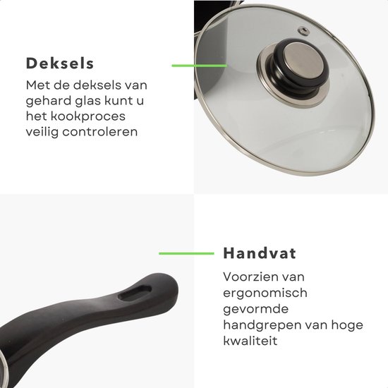 Outdoor Campingpannen Set - 4 stuks - Koolstofstaal - Non-Stick Coating - Geschikt voor Gas - Ideaal voor Kamperen - Campingpan Set - Pannenset — afbeelding 5