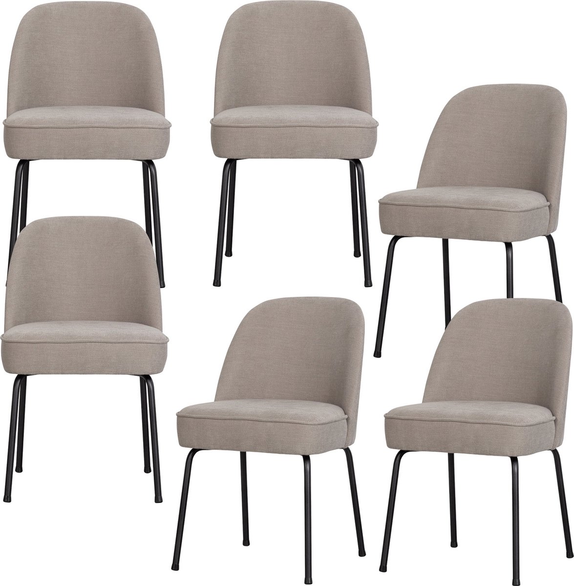 WOOOD Vogue Eetkamerstoelen - Geweven stof - Zand - Set van 6 sand