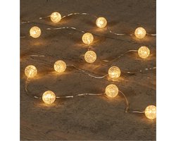 Anna's Collection Guirlande LED - 2x - 20 boules LED - 200 cm - blanc - batterie
