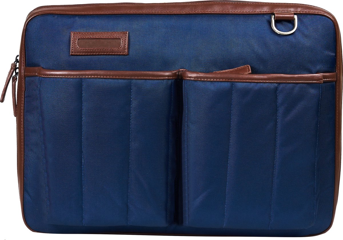 Sleek Sleeve - Werktas - Laptoptas - Professional Briefcase - Schoudertas - Crossbodytas - Crossbody bag - Office bag - Kantoortas - Shoulder bag - Blue Brown - 6L
