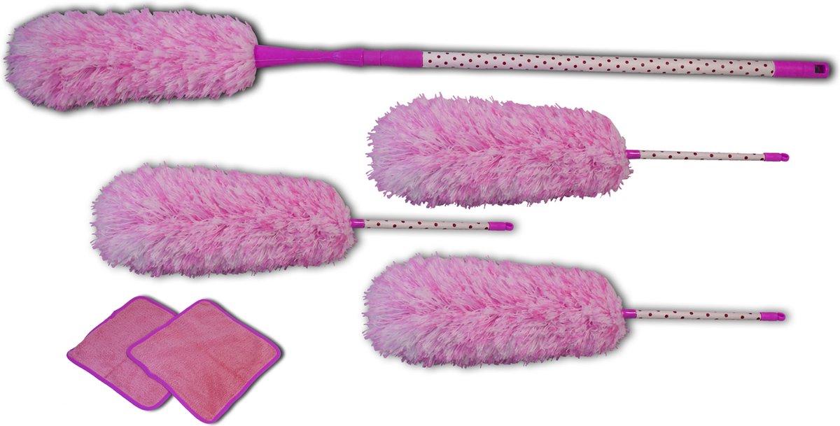 Aqua Laser dusterset | 7-dlg stofferset roze | 'magnetische' stoffers
