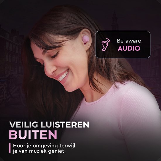 JLab Go Pop Draadloze Oordopjes - Bluetooth Oortjes Draadloos - 35 uur Batterijduur - Be Aware Audio - Met Microfoon - Geschikt voor Android en Apple - Roze