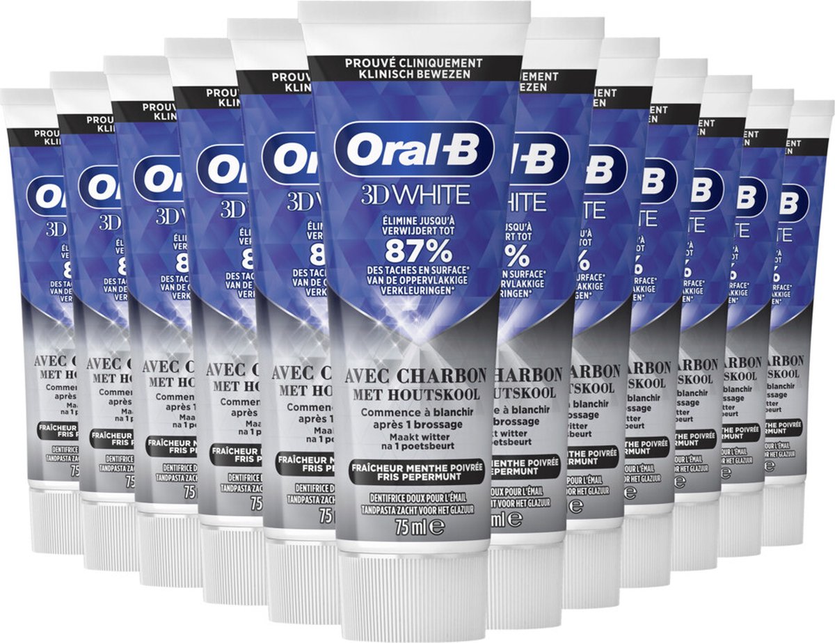 Goedkoopste 12x Oral-B Tandpasta 3D White Houtskool 75 ml