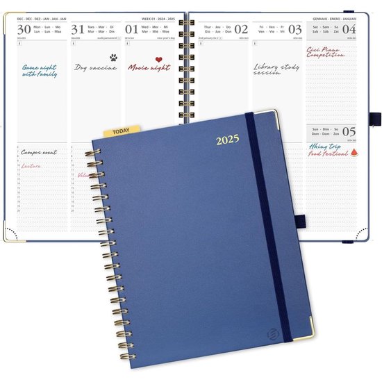 Planificateur hebdomadaire Equivera 2025 - Planificateur hebdomadaire - Agenda - Calendrier - Planificateur mensuel - Planificateur familial