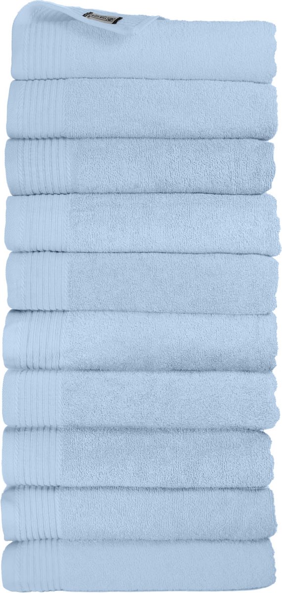 The One Towelling Classic Handdoeken - 70 x 140 cm - 10 Stuks - Voordeelverpakking - Hotelkwaliteit - 100% Gekamd katoen - Lichtblauw