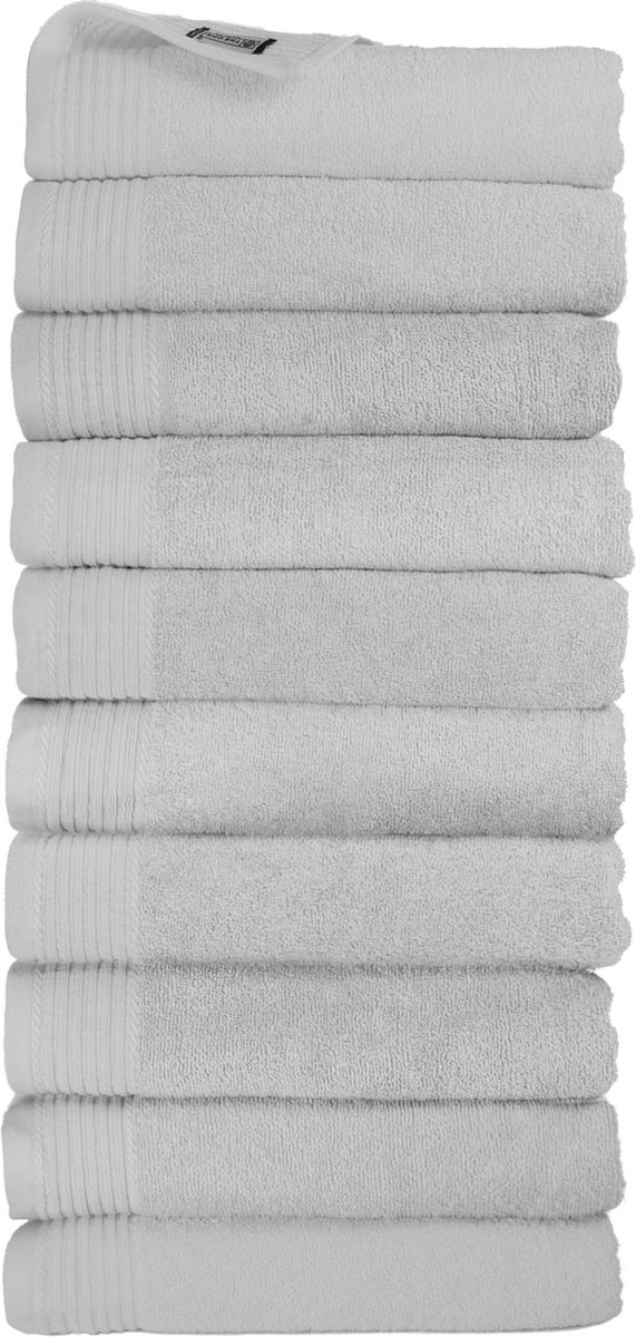 The One Towelling Classic Handdoeken - 70 x 140 cm - 10 Stuks - Voordeelverpakking - Hotelkwaliteit - 100% Gekamd katoen - Lichtgrijs
