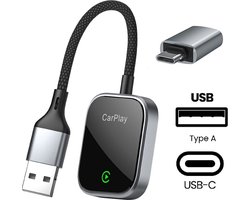 Provium Carplay Dongle - voor Apple Carplay - Draadloos - Draadloze verbinding - alleen voor Apple Carplay voor iPhone - USB en USB-C - zwart