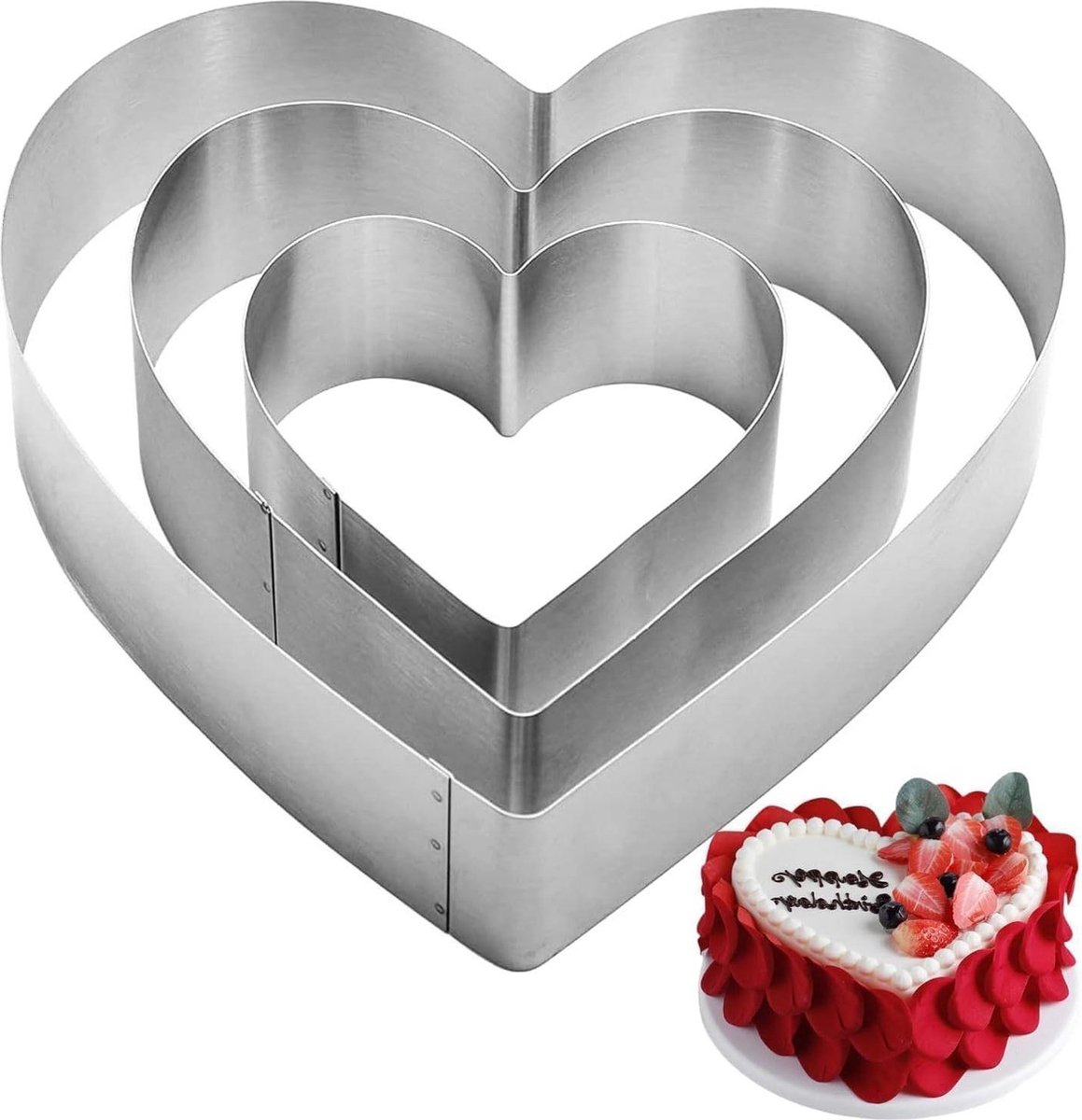 Taartsnijder hart snijders set- 4 6 8 inch- roestvrij staal- gebak snijders- scones- keuken bakken- verjaardag Kerstmis Valentijnsdag