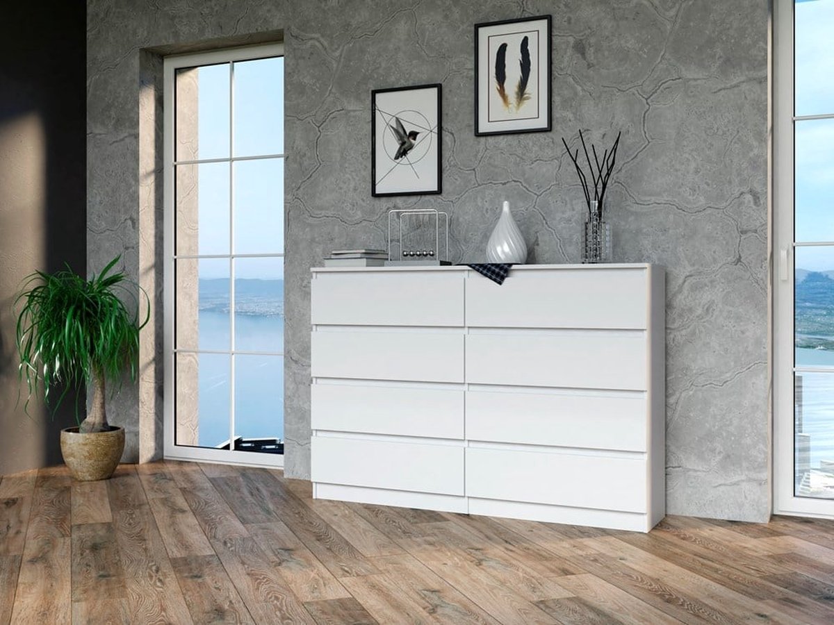 Ladekast 140 cm 8 lades Wit
