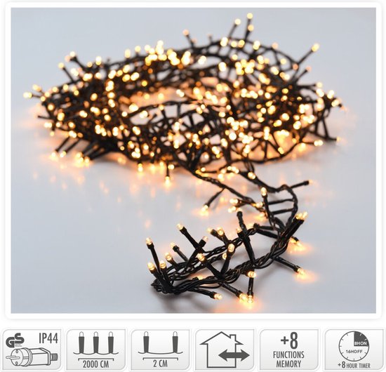 Foto: Kerstverlichting clusterverlichting 1000 led 20 meter warm wit microcluster