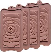 Moules à chocolat en Siliconen 4 pièces – Moules détachables pour bâtonnets de chocolat et bonsbons en forme de bouclier rose – Idéal pour les Snoep et l'artisanat