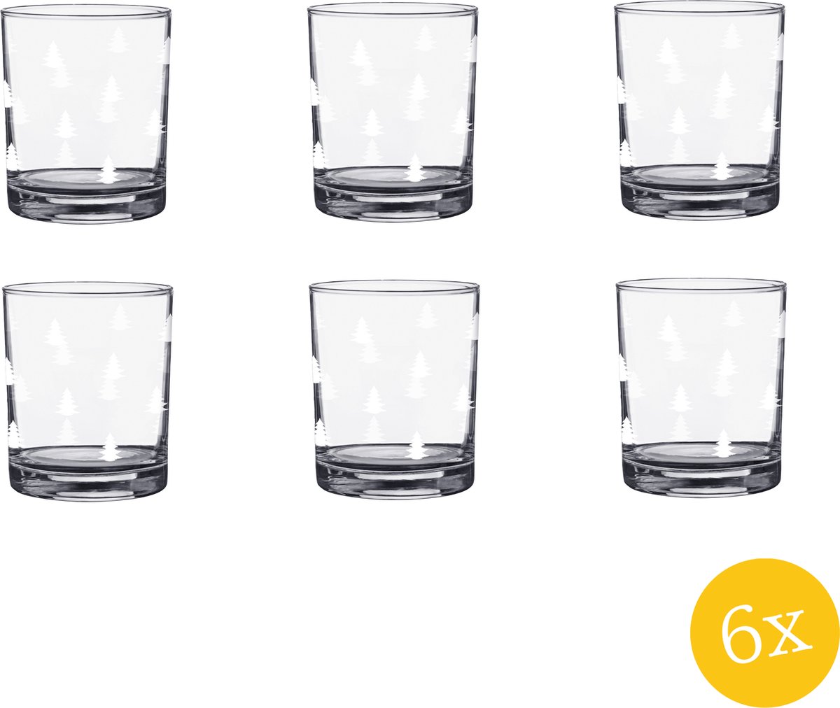 Clayre & Eef Waterglas set van 6 stuks 230 ml Glas Kerstbomen Drinkbeker