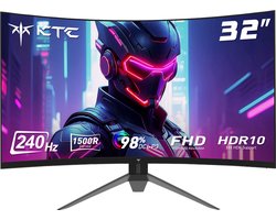 KTC H32S17F 32'' Curved Gaming Monitor, 1920*1080 HVA Paneel, 240Hz Refresh Rate, 125% sRGB, 3500:1 Contrastratio, Adaptive Sync, HDR10, 3ms Reactietijd, 2*HDMI2.0 1*DP1.4 1*USB2.0 1*Audio, VESA Montage, Verstelbare Kanteling, Weinig Blauw Licht