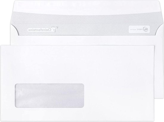 Clairefontaine Umschläge DL (110x220 Mm) – 25 Stück Mit Sichtfenster, Selbstklebend & Vertraulich, Weißes 80g Papier Clairefontaine Umschläge DL (110x220 Mm) – 25 Stück Mit Sichtfenster, Selbstklebend & Vertraulich, Weißes 80g Papier