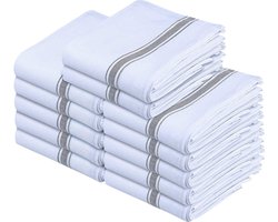 38 x 64 CM 100% Ringgesponnen Katoen Super Absorberend Linnen Keukendoeken - Zachte Herbruikbare Schoonmaak - Bar en Theedoeken Set (12 Pak Grijs)