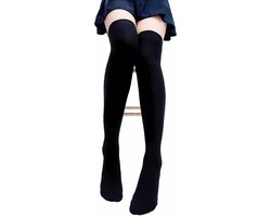 Damessokken - overknee kousen zwart - elastisch katoen - maat 36-40 - lange sokken