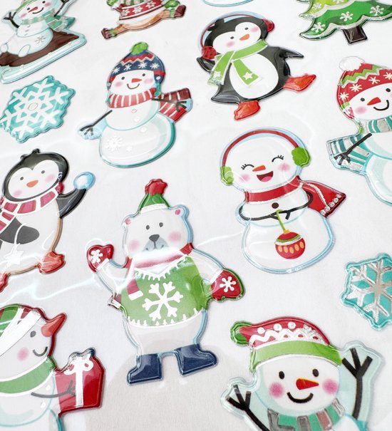 3D Gel Stickers Kerst - 3D Stickers Winter - Knutselen Meisjes - Knutselen Volwassenen - Stickers Kerst - Stickers voor Volwassenen - Kaarten Maken - Hobbystickers - Stickervel Kerst - Stickervel Winter - Stickers Kerst - Sneeuwpop Stickers