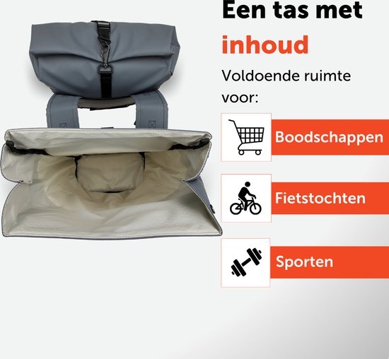 New Looxs Nyborg Double - Dubbele Fietstas - Geschikt voor Electrische Fietsen - Waterdicht Polyester - 34 Liter - Zwart & Donker Grijs van New Looxs — afbeelding 4