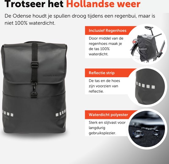 New Looxs Odense Backpack - Fietsrugzak - Rugzak met Laptop Compartiment - Fietstas van Waterdicht Polyester - 15 inch - Zwart van New Looxs — afbeelding 3