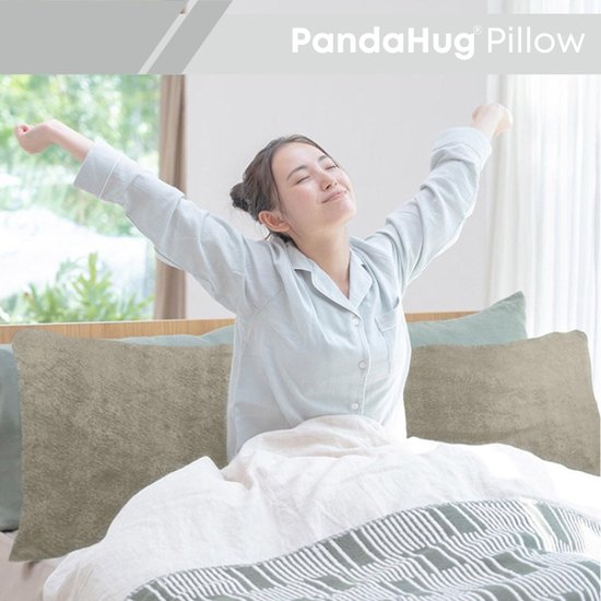 PandaHug Velvet Body Pillow Kussensloop Taupe (45x145 cm) - Lichaamskussen sloop - Voedingskussen sloop - Zwangerschapskussens sloop van PandaHug — afbeelding 2