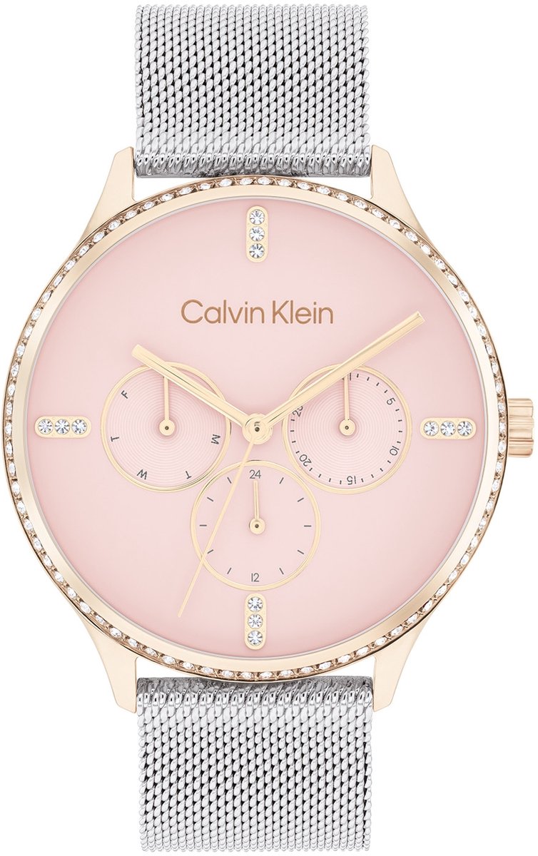 Calvin Klein CK25200374 Dress Dames Horloge - Mineraalglas - Staal - Zilverkleurig - 38 mm breed - Quartz - Druksluiting - 3 ATM (spatwater)